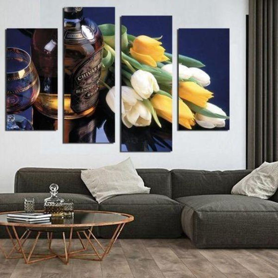 Chivas Regal & Tulips Canvas Wall Art Living Room