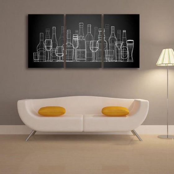 Liquor Glass And Bottles Canvas Wall Art Decor