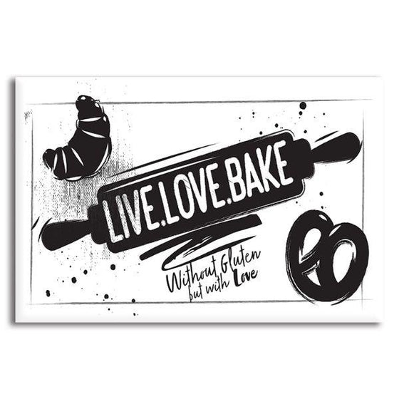 Live, Love, Bake Quote Canvas Wall Art