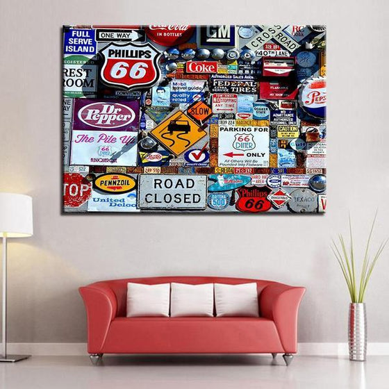 Road Signs Abstract Canvas Wall Art Living Room