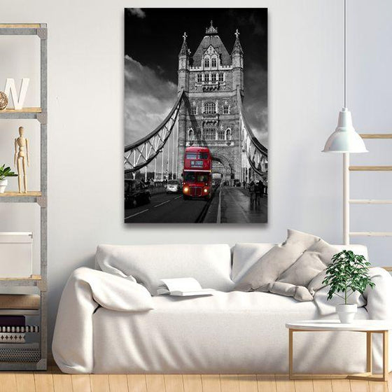 London Bus In Tower Bridge Canvas Wall Art Bedroom
