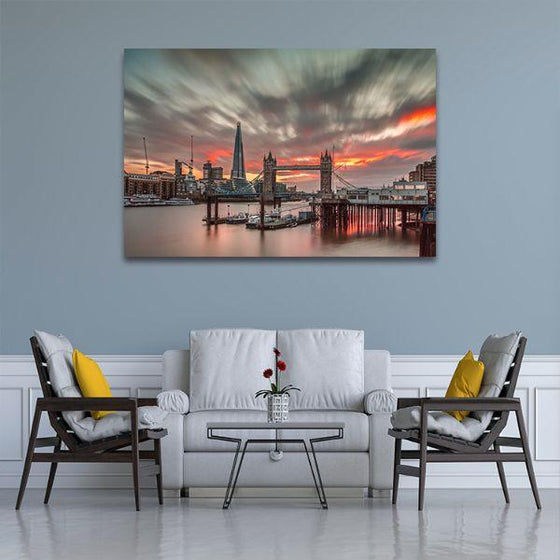 London City At Sunset Canvas Wall Art Living Room