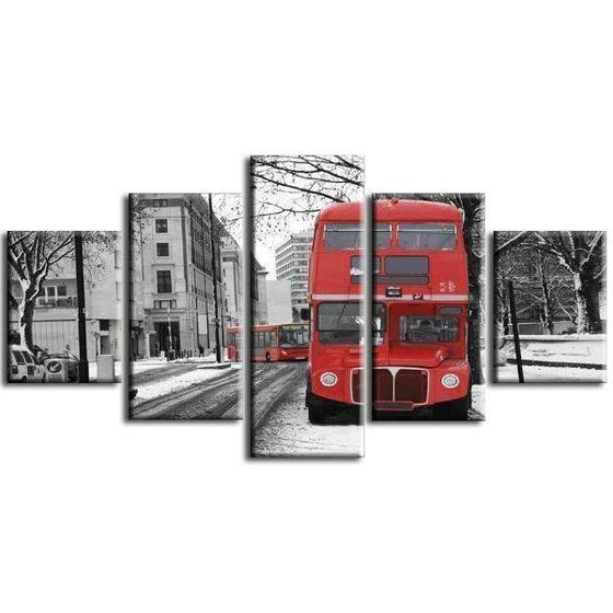 London Cityscape & Red Bus Canvas Wall Art