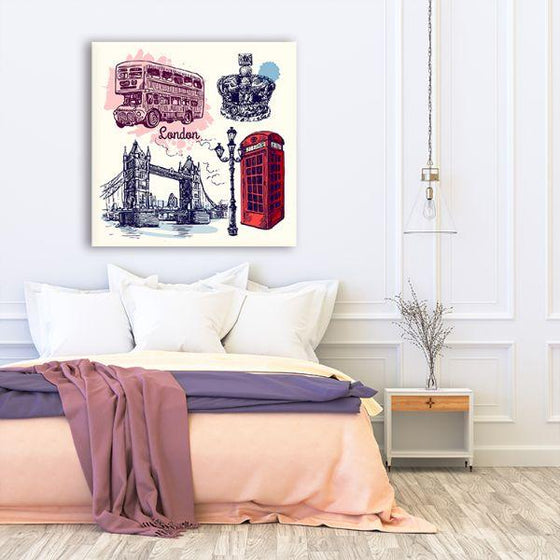 London Tourists Spots Canvas Wall Art Bedroom