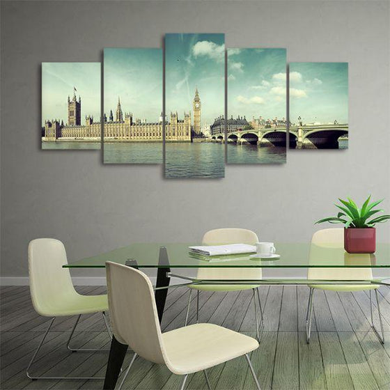 House Of Parliament View 5 Panels Canvas Wall Art Office