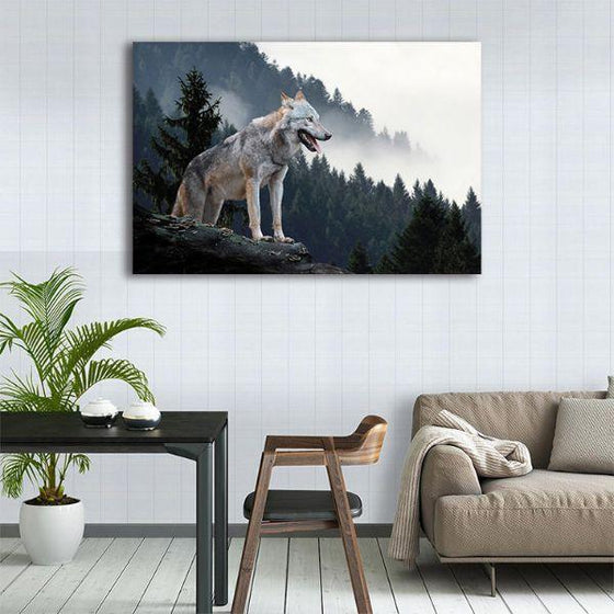 Lone Wild Gray Wolf Canvas Wall Art Decor