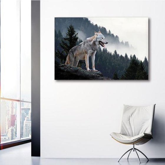 Lone Wild Gray Wolf Canvas Wall Art Print