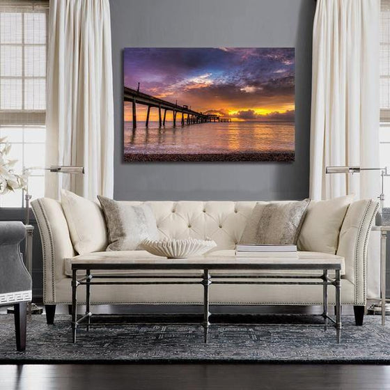 Long Bridge To Sunset Wall Art Living Room