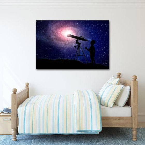 Looking Through Telescope Canvas Wall Art Bedroom
