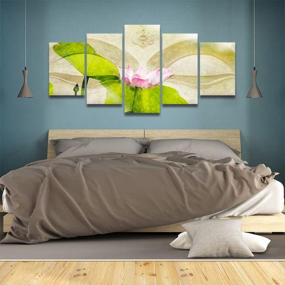 Lotus Flower Zen 5 Panels Canvas Wall Art Bedroom