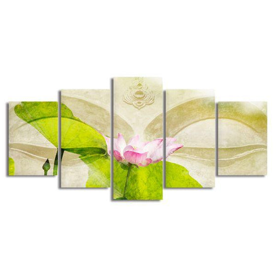 Lotus Flower Zen 5 Panels Canvas Wall Art