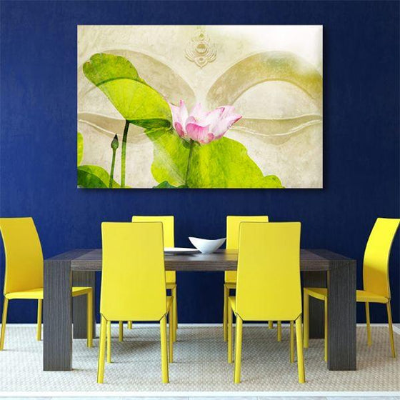 Lotus Flower Zen Canvas Wall Art Dining Room
