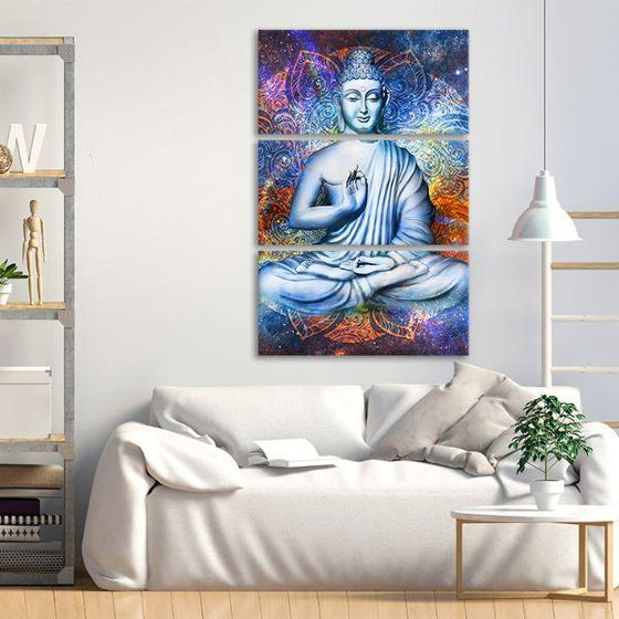 Lotus Posed Buddha 3 Panels Canvas Wall Art Living Room