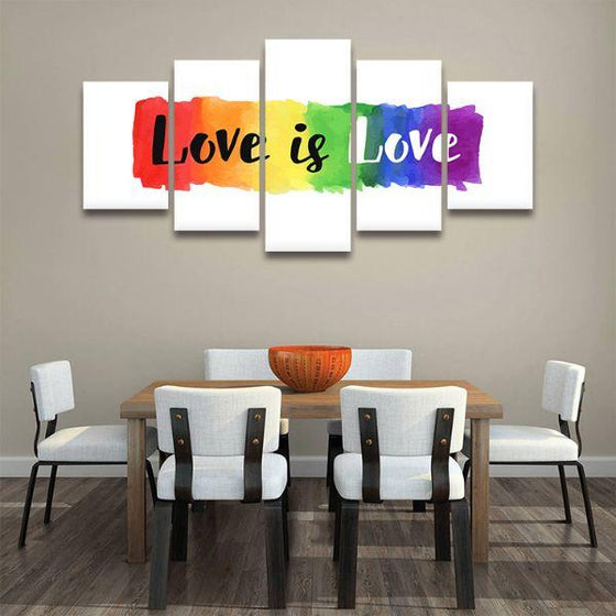 Love Is Love Quote 5 Panels Canvas Wall Art Dining Room