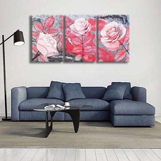 Lovely Pink Roses Canvas Wall Art Living Room