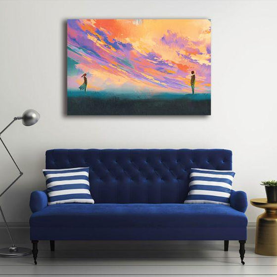 Lovers And A Colorful Sky 1 Panel Canvas Wall Art Ideas