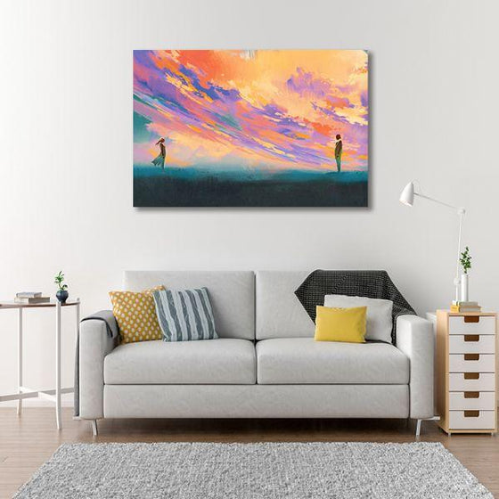 Lovers And A Colorful Sky 1 Panel Canvas Wall Art Living Room