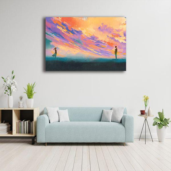 Lovers And A Colorful Sky 1 Panel Canvas Wall Art Ideas