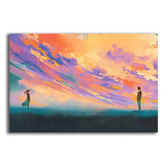 Lovers And A Colorful Sky 1 Panel Canvas Wall Art
