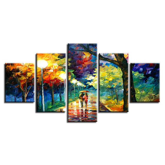 Lovers Walking In The Park Canvas Art