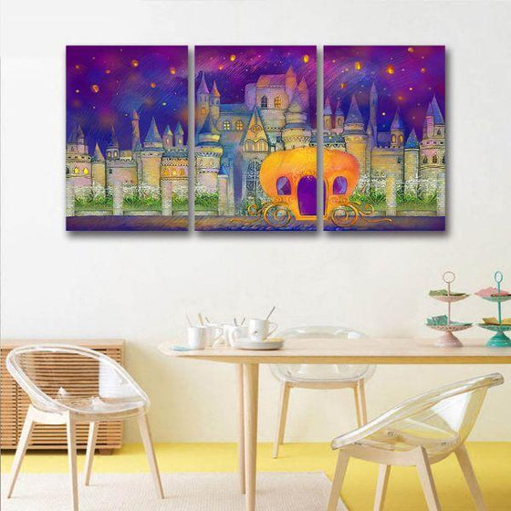 Fairy Tale Castle 3 Panels Canvas Wall Art Dining Room