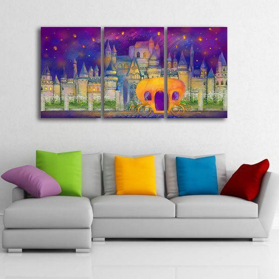 Fairy Tale Castle 3 Panels Canvas Wall Art Print