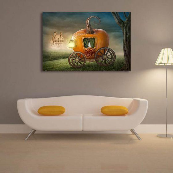 Magical Pumpkin Carriage Canvas Wall Art Living Room