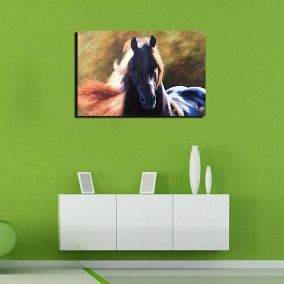 Magnificent Black Horse Canvas Wall Art Bedroom