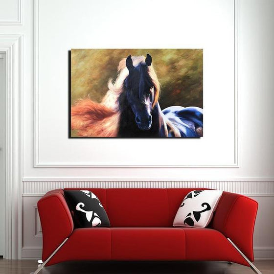 Magnificent Black Horse Canvas Wall Art Living Room