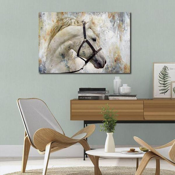 Magnificent White Horse Canvas Wall Art Bedroom
