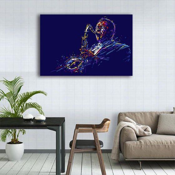 Man Playing Saxophone 1 Panel Canvas Wall Art Dining Room