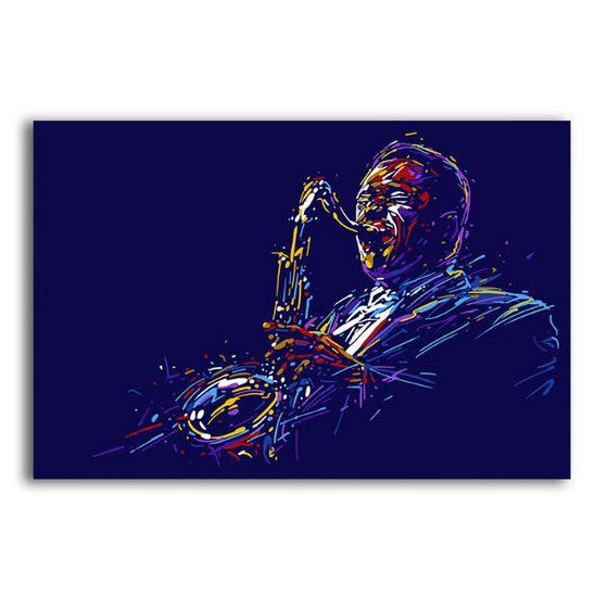 Man Playing Saxophone 1 Panel Canvas Wall Art