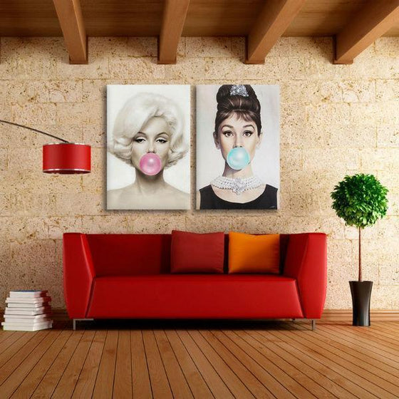 Marilyn Monroe And Audrey Hepburn Wall Art Canvas