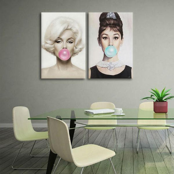 Marilyn Monroe And Audrey Hepburn Wall Art Dining Room