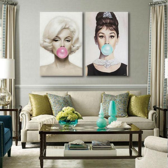 Marilyn Monroe And Audrey Hepburn Wall Art Living Room
