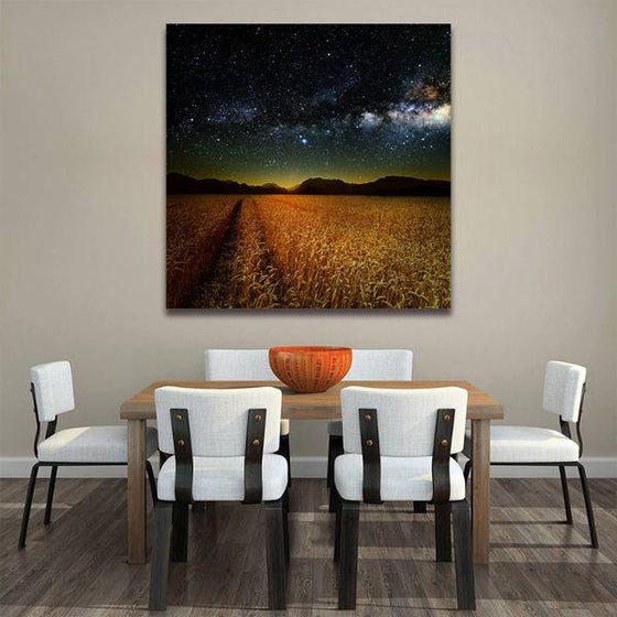 Meadow Under Starry Night Sky Canvas Wall Art Dining Room
