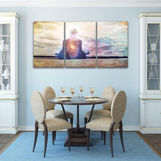 Meditation Pose 3 Panels Abstract Canvas Wall Art Dining Room