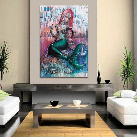 Mermaid Mother And Child Wall Art Print
