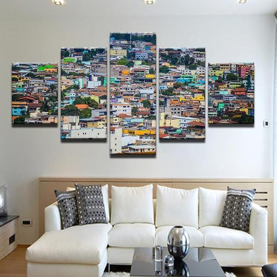 Colorful Houses Canvas Wall Art Living Room