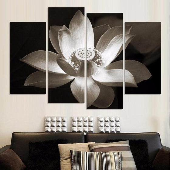 Bloomed White Flower Canvas Wall Art Living Room