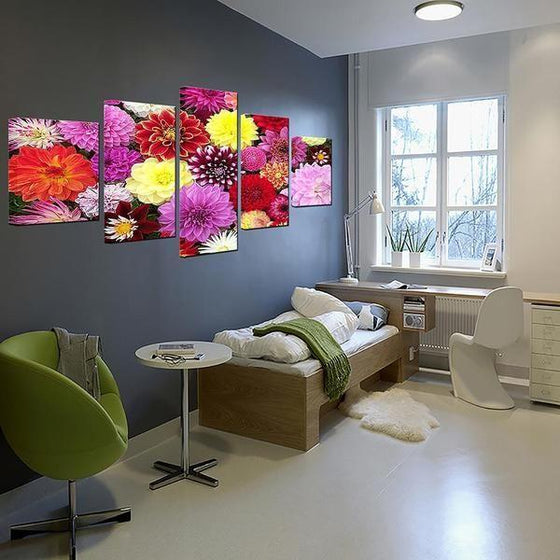 Fresh Colorful Flowers Canvas Wall Art Living Room
