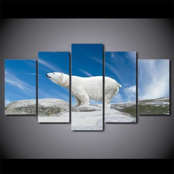 Metal Polar Bear Wall Art Canvas