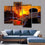 Docked Ship Over The Sunset Canvas Wall Art Living Room