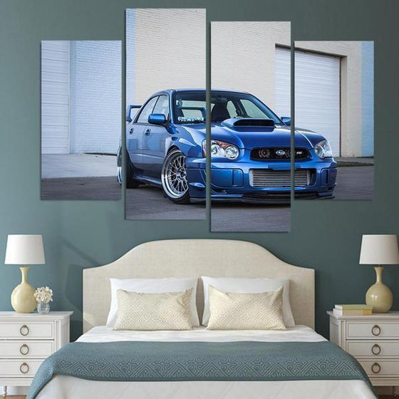 Blue Subaru WRX STI Canvas Wall Art Bedroom