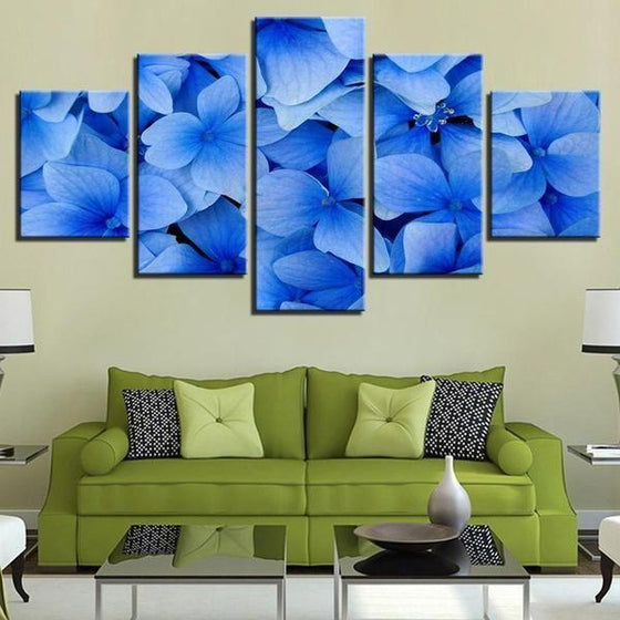 Blue Flowers Canvas Wall Art Living Room