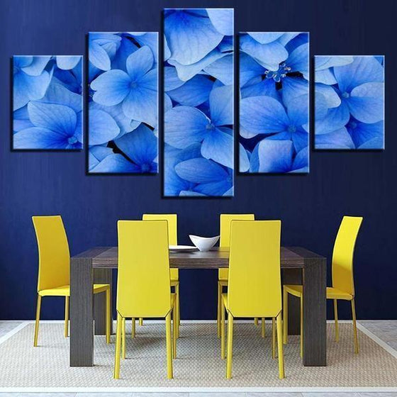 Blue Flowers Canvas Wall Art Dining Room