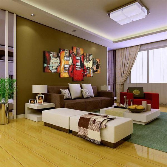 Different Types of Guitar Abstract Canvas Wall Art Decor