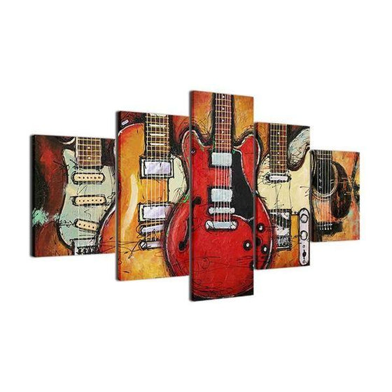 Different Types of Guitar Abstract Canvas Wall Art Prints