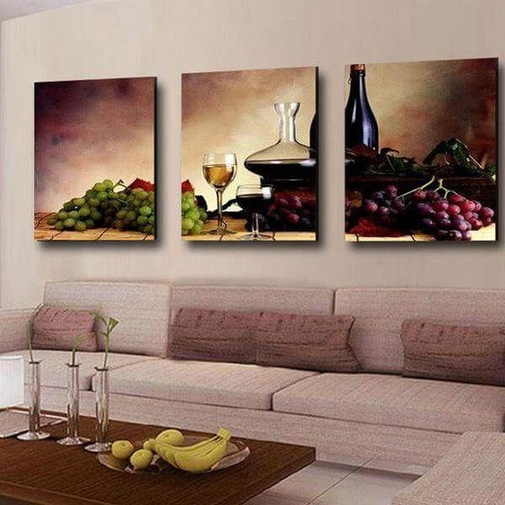 Red And White Grape Wine Canvas Wall Art Decor