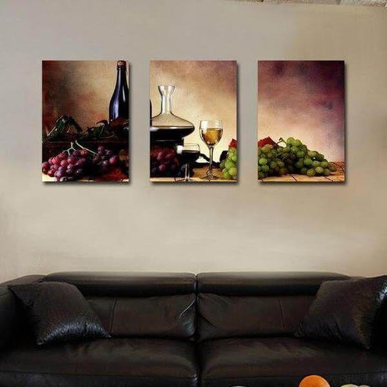 Red And White Grape Wine Canvas Wall Art Prints